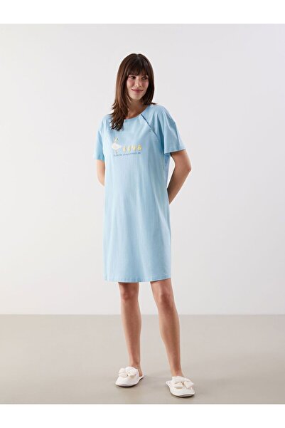 LC Waikiki Crew Neck Printed Maternity Nightgown
