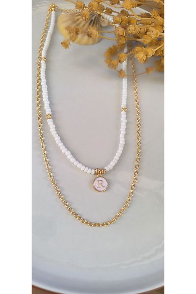 MYSTERY TAKI AKSESUAR Select Your Letter Chain ​​Necklace White
