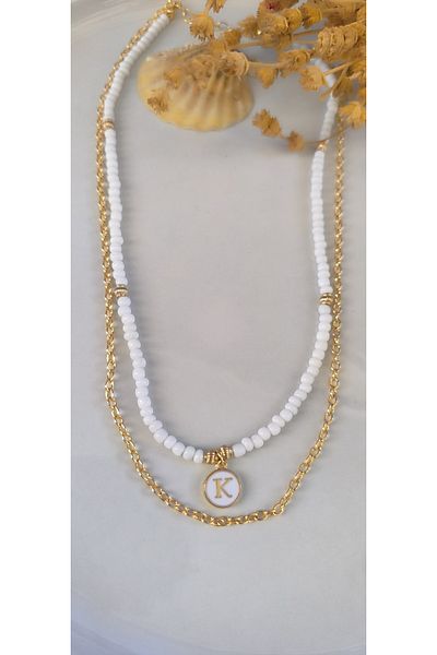 MYSTERY TAKI AKSESUAR Select Your Letter Chain ​​Necklace White