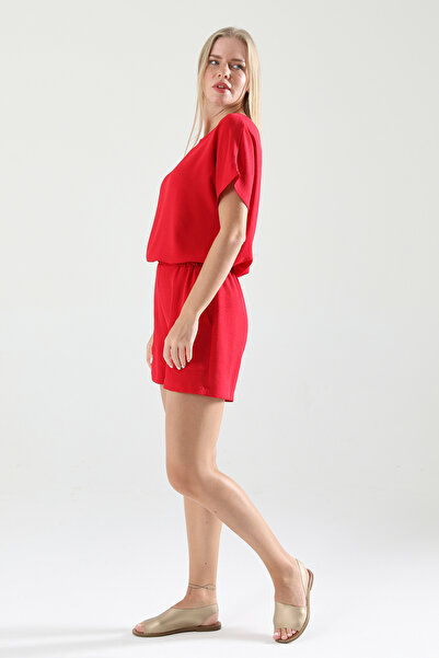 STİLL C&M Women's Red Color Ayrobin Fabric Bottom Top Shorts Suit