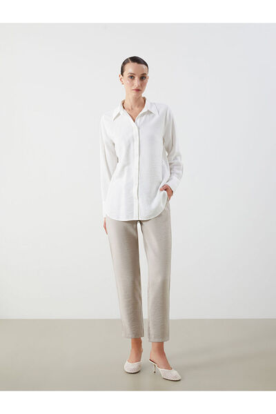 LC Waikiki Beige Elastic Waist Carrot Cut Women's Trousers