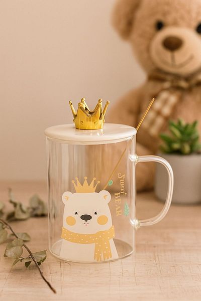 Ecrou Sweet Bear Borosilicate 450 ml Mug with Crown Lid