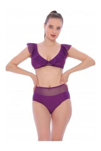Markahit Argisa Plain Ruffle High Waist New Bikini