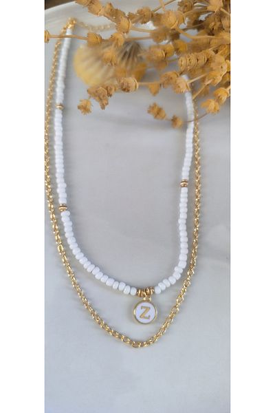 MYSTERY TAKI AKSESUAR Select Your Letter Chain ​​Necklace White