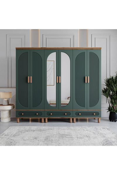 MONZIO Milen 6 Kapaklı Çekmeceli Gardırop %100 MDF