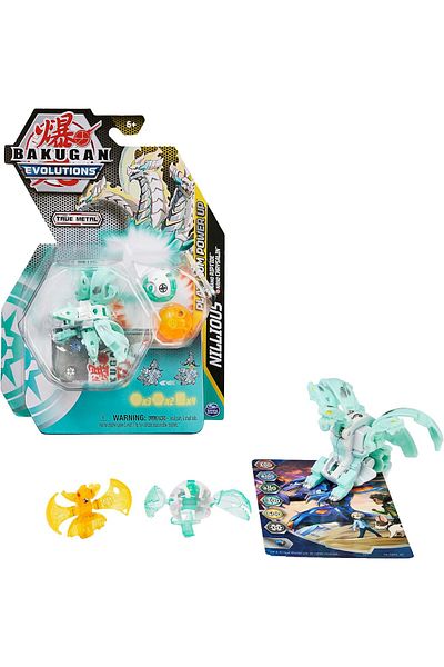 BAKUGAN Evolutions, Nillious with Nano Riptide and Chrysalin Platinum Power Up Pack, True Metal Acti
