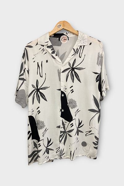 CANMODA Πουκάμισο Palm Sketch Άνετο Πουκάμισο - Λευκό - TH313