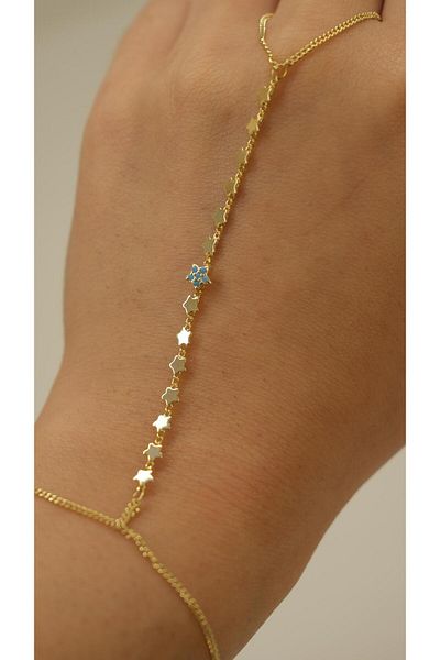 Jerie Gold Plate Turquoise Stone Detail Star Shahmeran