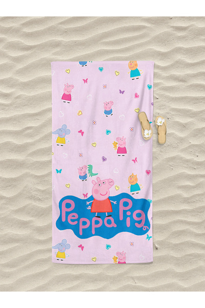 Home Peppa Pig Patterned Digital Printed Girl's Beach Bath Towel