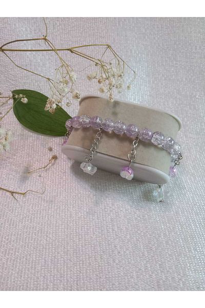 MODA MANANI Sparkling Lilac Bracelet with Transparent Heart and Star Tips