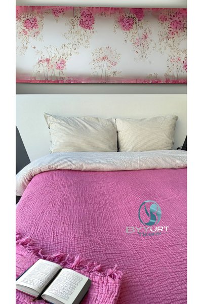 TruyTowel 100% Cotton Single Muslin Pique Fuchia