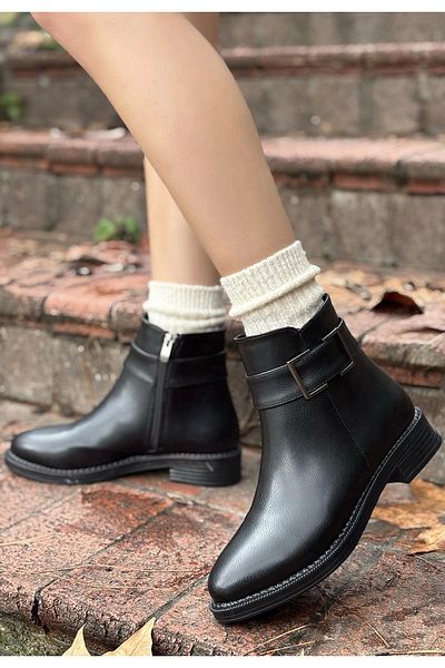 KAZAX Dawin Black Leather Heeled Boots
