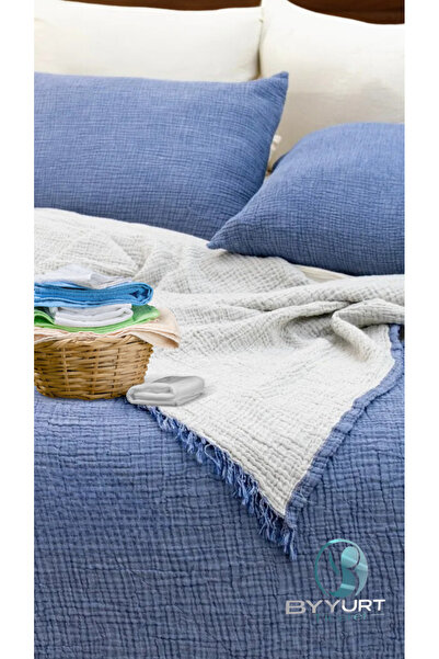 TruyTowel %100 PAMUKLU TEK KİŞİLİK PİKE İNDİGO MAVİ