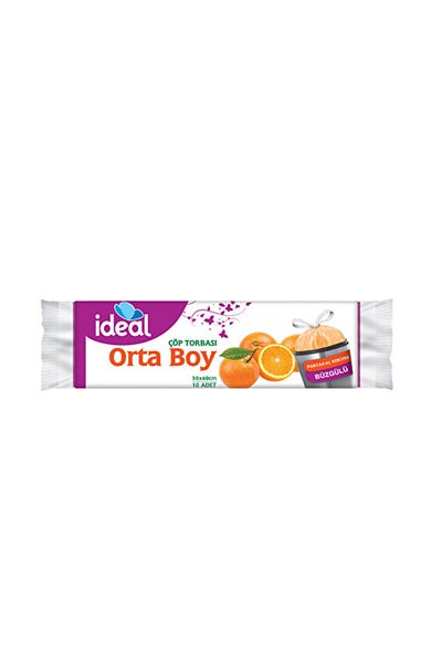İdeal Drawstring Garbage Bag Orange Medium Size 10 Pcs