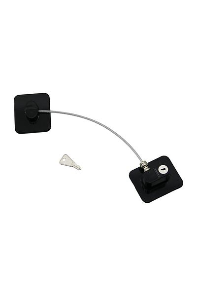 FRD GROUP Black Plate Rope Safety Lock 5X6Cm Adhesive Mounting=2Pcs Plate Rope=18.8Cm (5235)
