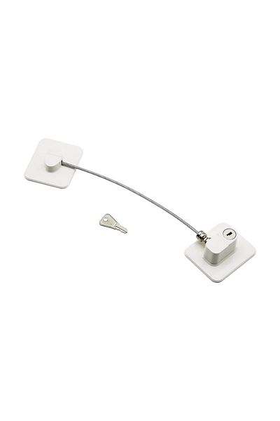 FRD GROUP White Plate Rope Safety Lock 5X6Cm Adhesive Mounting=2Pcs Plate Rope=18.8Cm (5235)