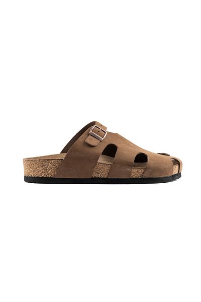 Lemoors Diego Natural Cork Sole Inside and Outside Genuine Leather Sand Color Sabo Slippers