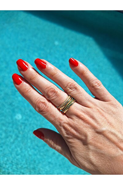 Reysen Aksesuar Yeşil Taş Detaylı Spinelli (Halkalı) Yüzük