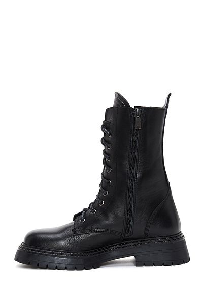 Derimod Women's Black Zippered Leather Boots 25Wfd182118