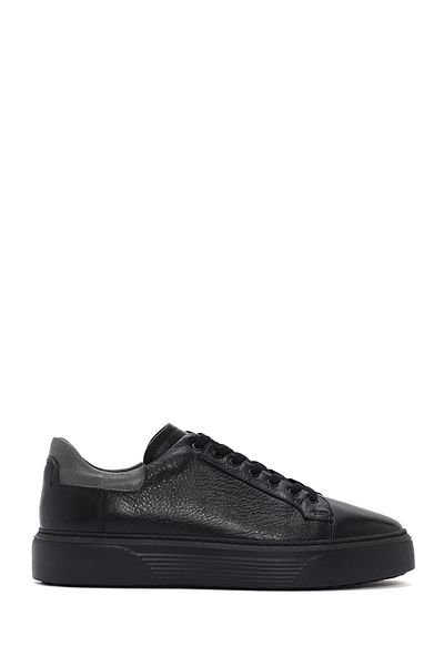 Derimod Men's Black Lace-Up Thick Sole Leather Sneaker 25Wfd640418