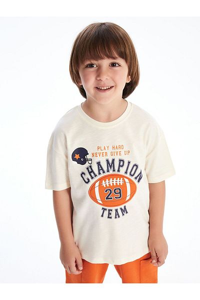 LC Waikiki Lcw Kids Crew Neck Printed Boys T-Shirts and Shorts 2-Piece
