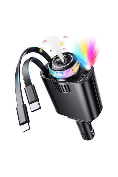Generic 5-in-1 Starry Sky Ret Retractable Car Charger & Air Freshener – 69W Fast Charging