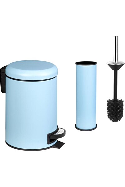 Zethome Μπλε σετ μπάνιου 2 τεμαχίων (κάδος απορριμμάτων-βούρτσα τουαλέτας)