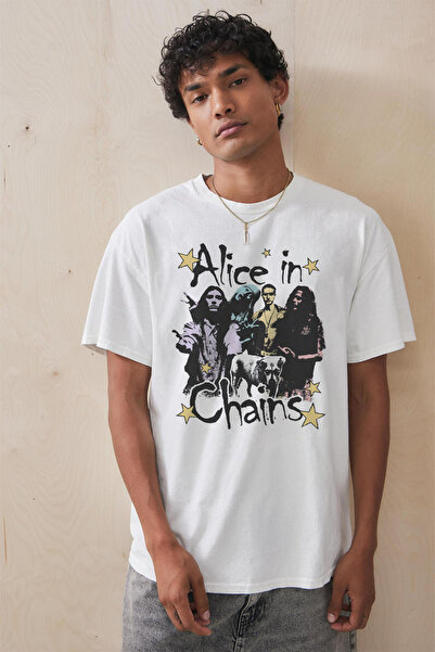 Tee&more. Tricou unisex oversize retro Alice in Chains cu imprimeu premium