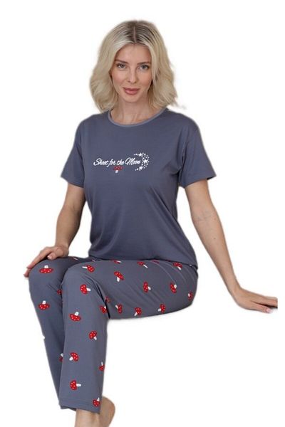 bipamuk Bella Design O-Neck Short-Sleeved Women's Pajamas Set Comfortable Fit, Soft Fabric M–Xxl