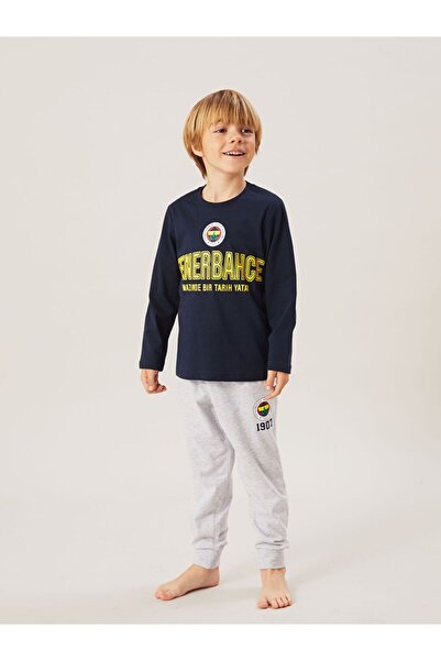 LC Waikiki LCW Kids Bisiklet Yaka Fenerbahçe Baskılı Erkek Çocuk Pijama Takımı
