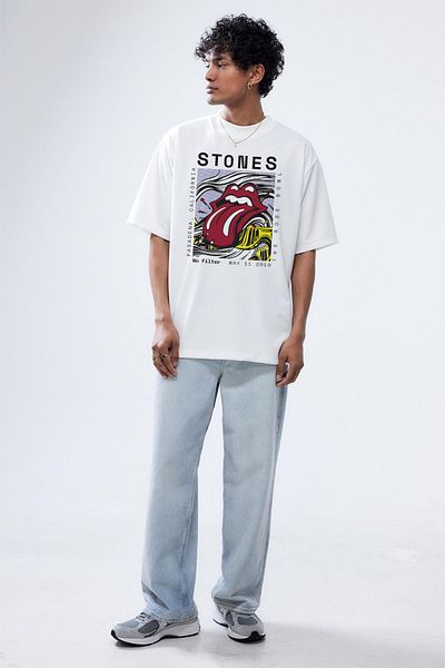 Tee&more. Unisex Oversize Rolling Stones 2019 Tour Printed Premium T-Shirt