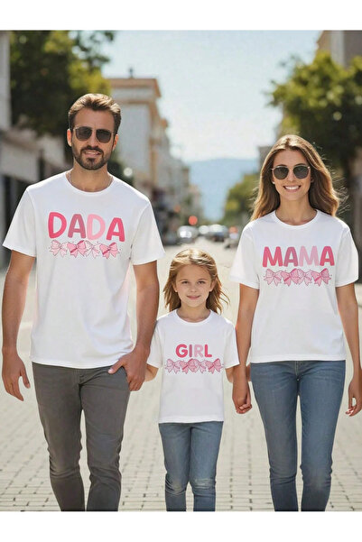 SVART WEAR Dada Mama Girl Set de familie Tricou pentru mamă, tată și copil tricou Set de familie de 3 piese Combinație de familie PRET UNITAR