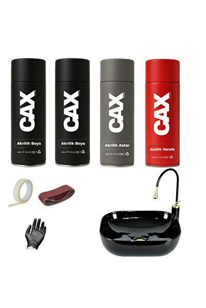 caxcolors SUYA DAYANIKLI PARLAK BEYAZ LAVABO-FAYANS-EVYE SPREY BOYA SETİ 400 ML