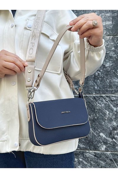 Just Polo Justpolo Women's Two Navy Blue Straps Shoulder and Crossbody Bag