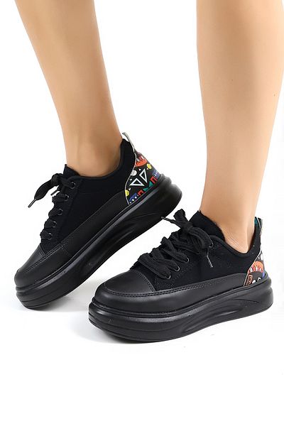 Encool Pantofi casual de damă negri, cu lenjerie și opțiuni de culoare, talpă înaltă sport