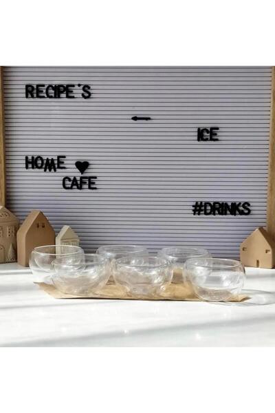 L'Opaline 6-Piece Double Walled Mini Sauce Bowl, Dragee, Turkish Delight, Snack, Heat-Resistant, 6-Piece Borosilicate Sauce Bowl