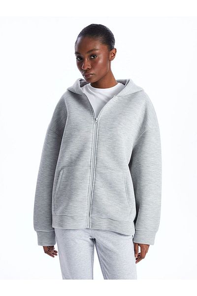 LC Waikiki LCW Vision Hooded Oversize Women's Zippered Sweatshirt
