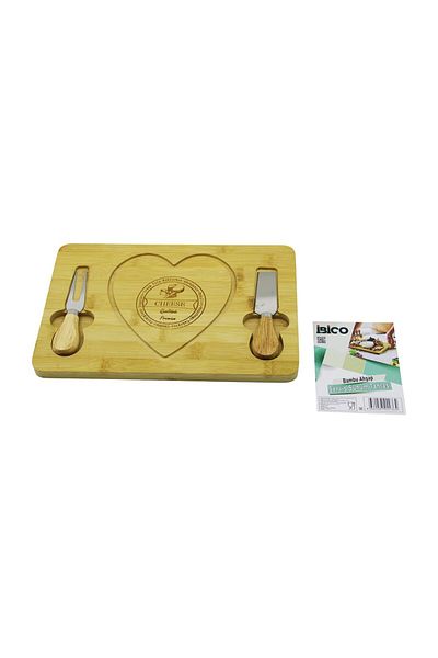 Light up Heart shaped knife right-handed wooden bamboo breakfast cheese presentation board 2 knife=wooden handle 19x29x1.5cm