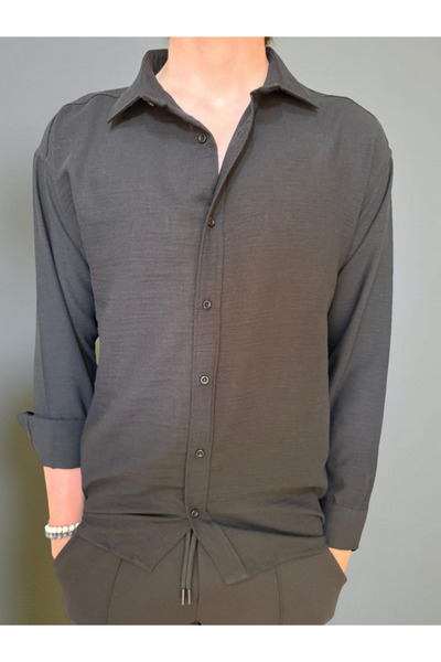 MODA Мъжка ленена риза с дълъг ръкав Aerobin