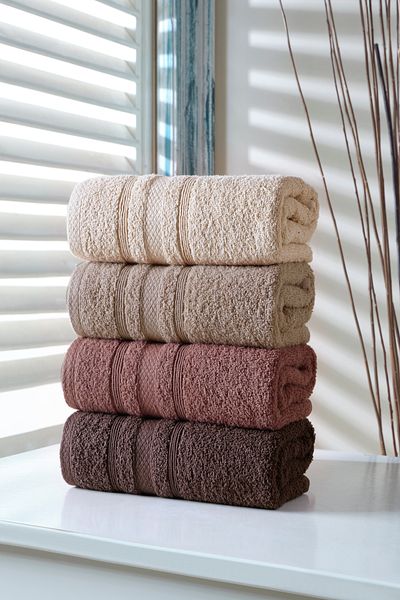 DNZGÜLCAN Lera 4-Piece 50X90 Towel Set Hand Face Towel 100% Cotton
