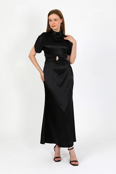 TANISA Zenera Long Satin Fabric Dress Tns-4334