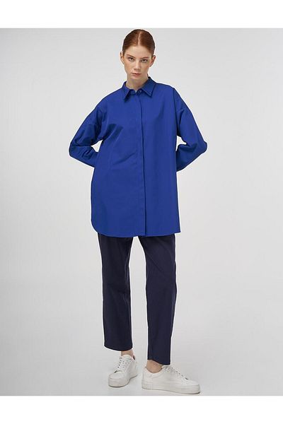 Kayra Relaxed Fit Cotton Tunic Indigo