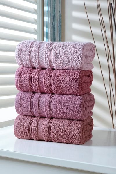 DNZGÜLCAN Lera 4-Piece 50X90 Towel Set Hand Face Towel 100% Cotton