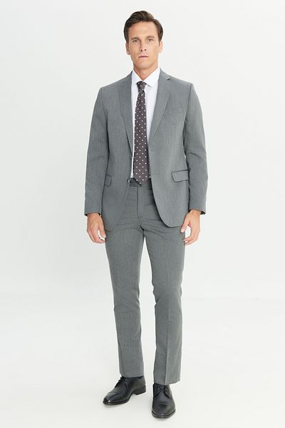 ALTINYILDIZ CLASSICS Men's Gray Slim Fit Slim Fit Mono Collar Suit