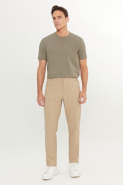 ALTINYILDIZ CLASSICS Men's Beige 360 ​​All-Way Stretch Slim Fit Slim Fit 5 Pocket Casual Trousers