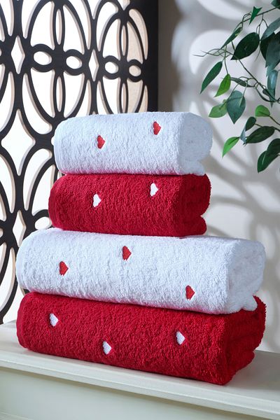 DNZGÜLCAN 4-Piece Bath Towel Set Turkish Bath Set 100% Cotton