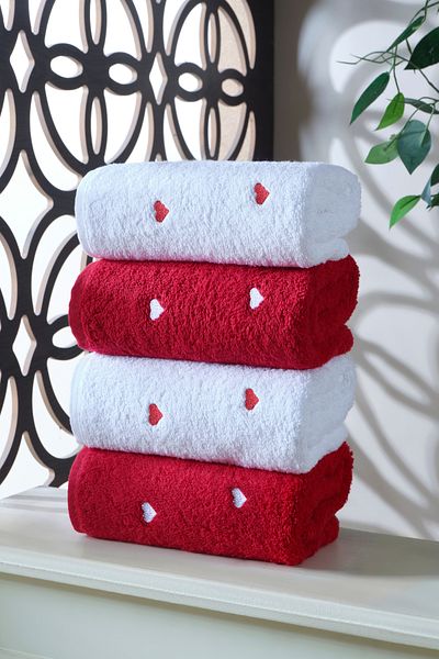 DNZGÜLCAN Lera 4-Piece 50X90 Towel Set Hand Face Towel 100% Cotton