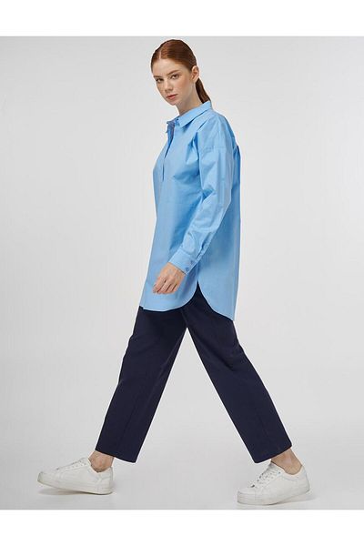 Kayra Relaxed Fit Cotton Tunic Dust Smoke