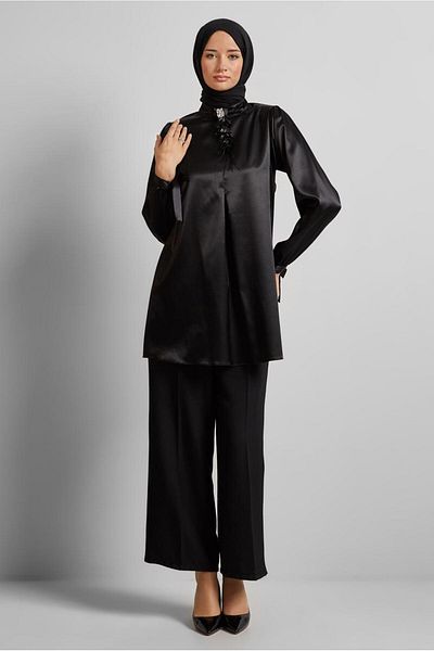 Alvina Brooch Satin Tunic 45589