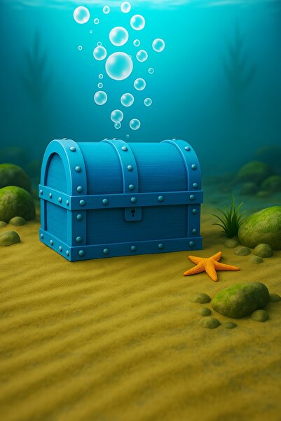 Akvaryum Hazine Sandığı Hava Taşı ( Mavi ) Hava Taşı Küçük ve Büyük Uygun